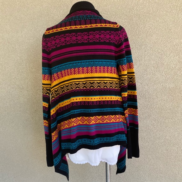 Boho Aztec Southwestern Open Cascading Cardigan - Picture 4 of 5